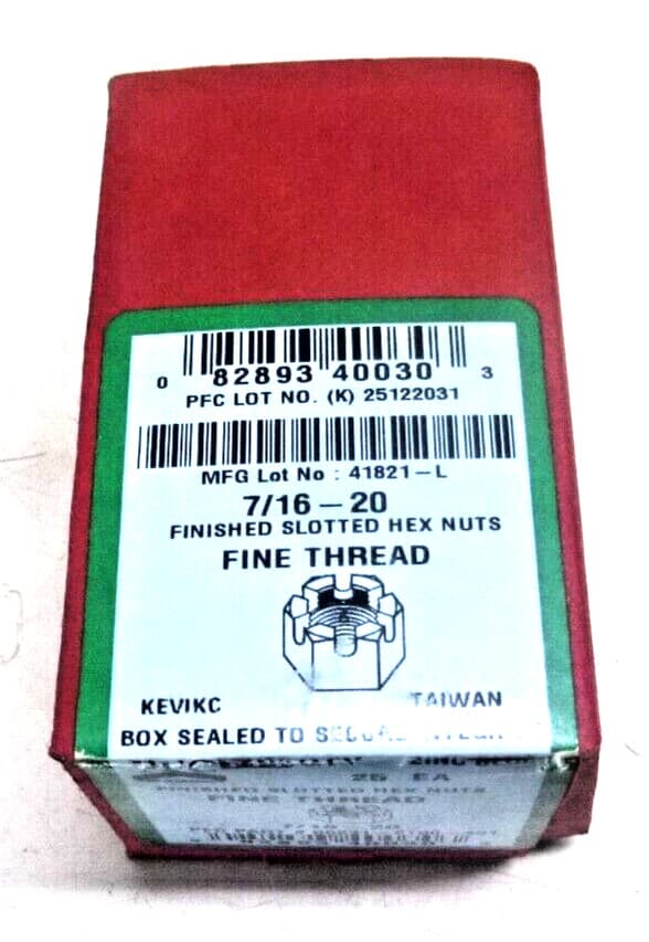 NEW Castle Nut: Inch, Zinc Plated, 7/16"-20 Thread Size, Gr. 2, 25pk, 287260-PG 3