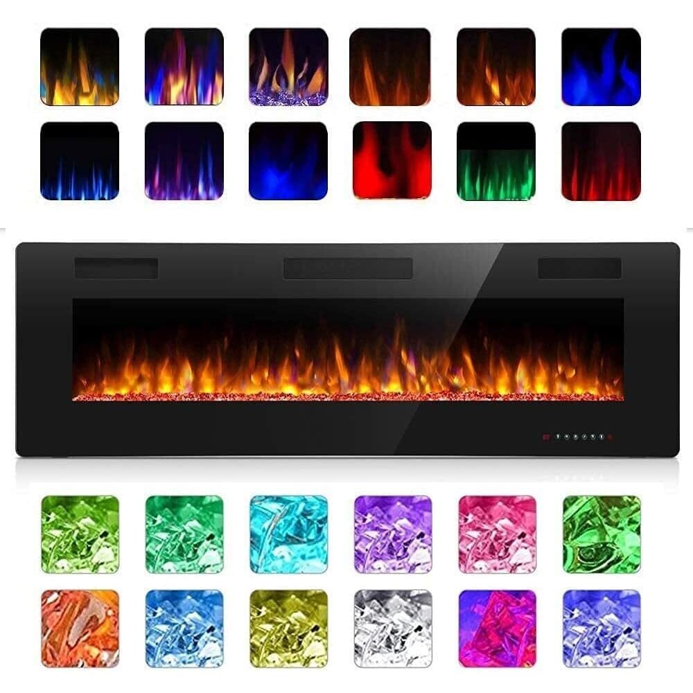 50''Electric Fireplace insert,Recessed&Wall-Mounted heater,Room Decor,remote 5