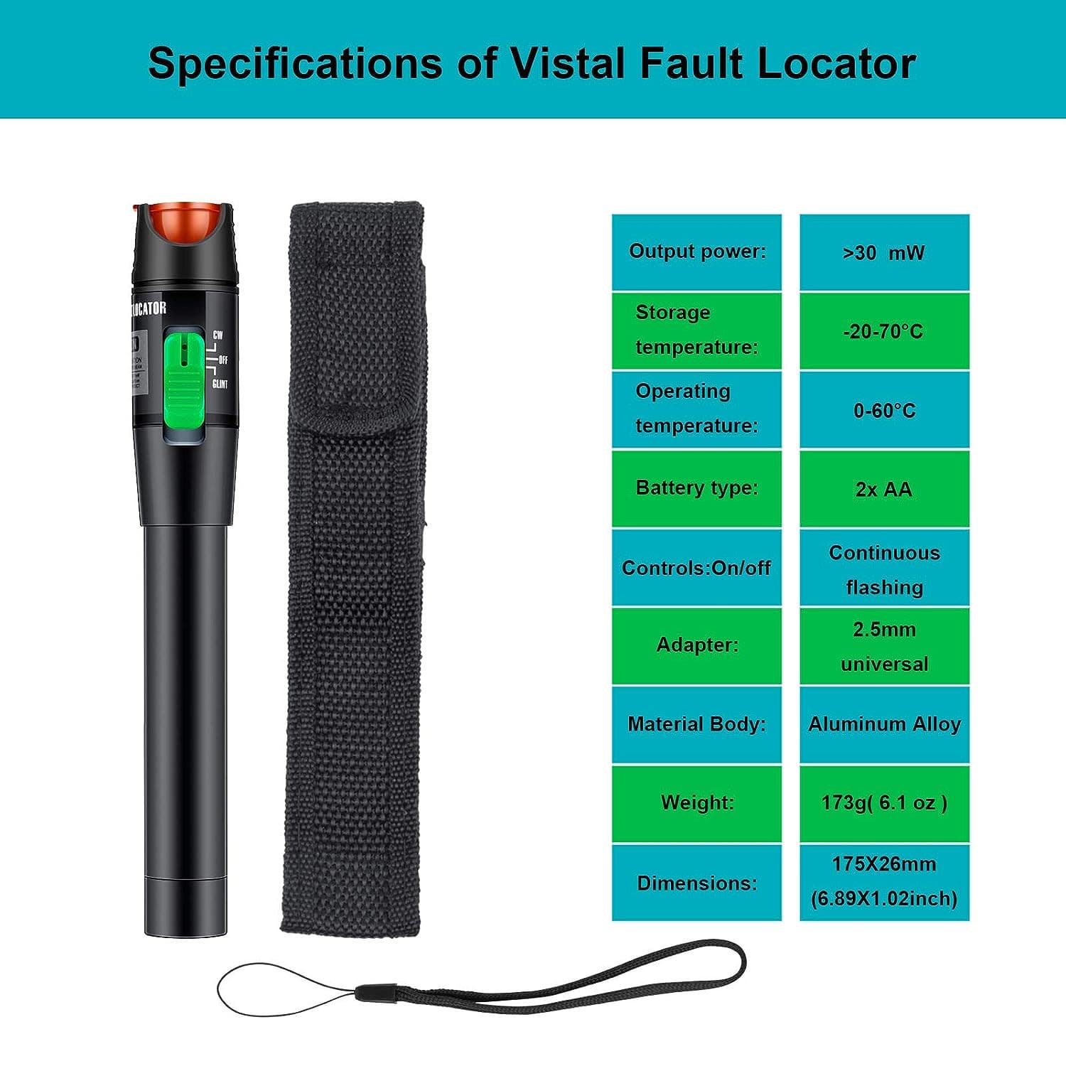 Moocci Fiber Visual Fault Locator 30Mw 30KM Fiber Light Tester - VFL Fiber Optic 4