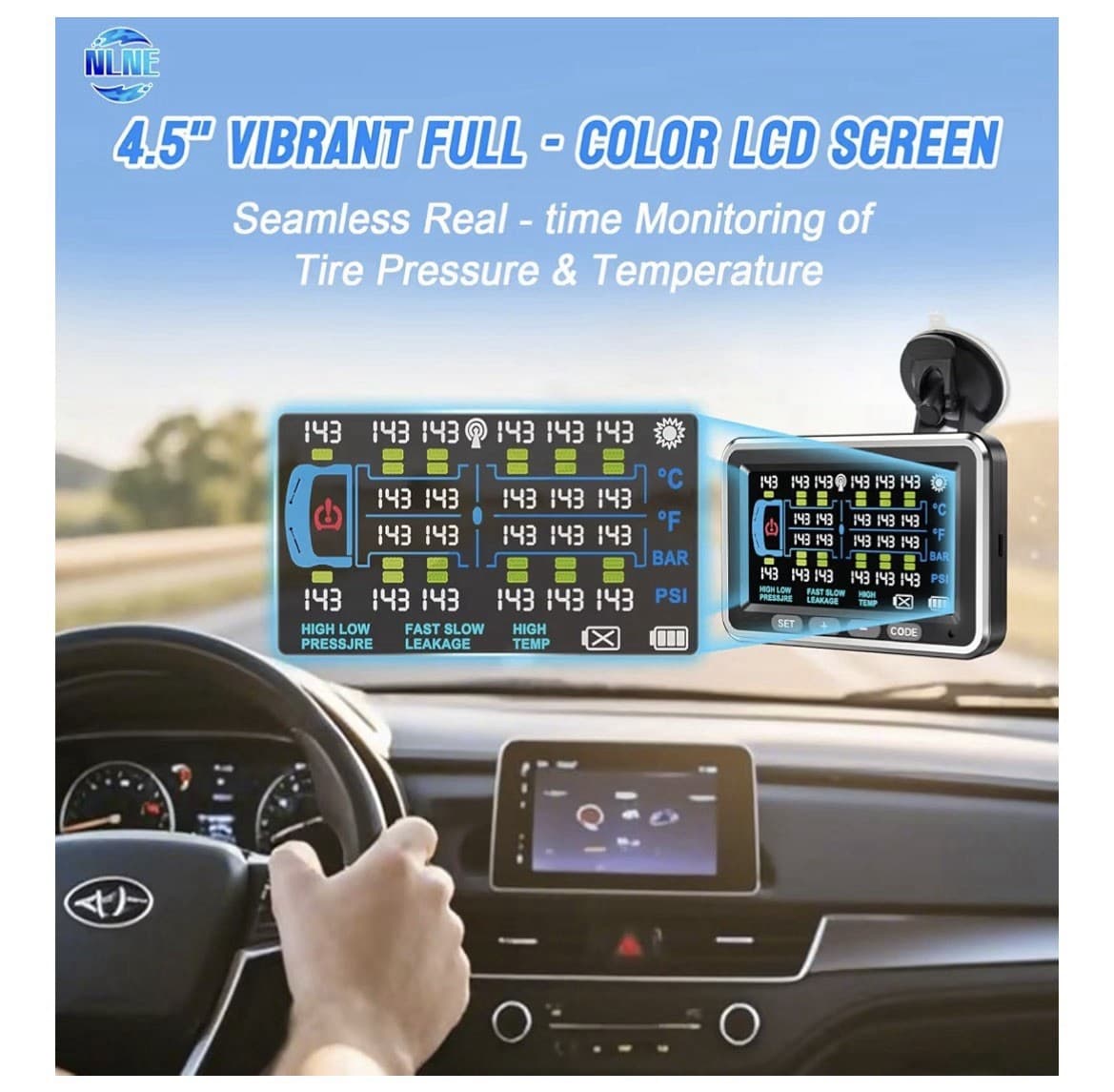 Tire Pressure Monitoring System | 4.5" Solar RV TPMS with Signal 6 Sensors 2