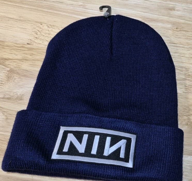NIne Inch Nails Skull Hat Cotton Knit Skull Cap NIN Hat Navy 4