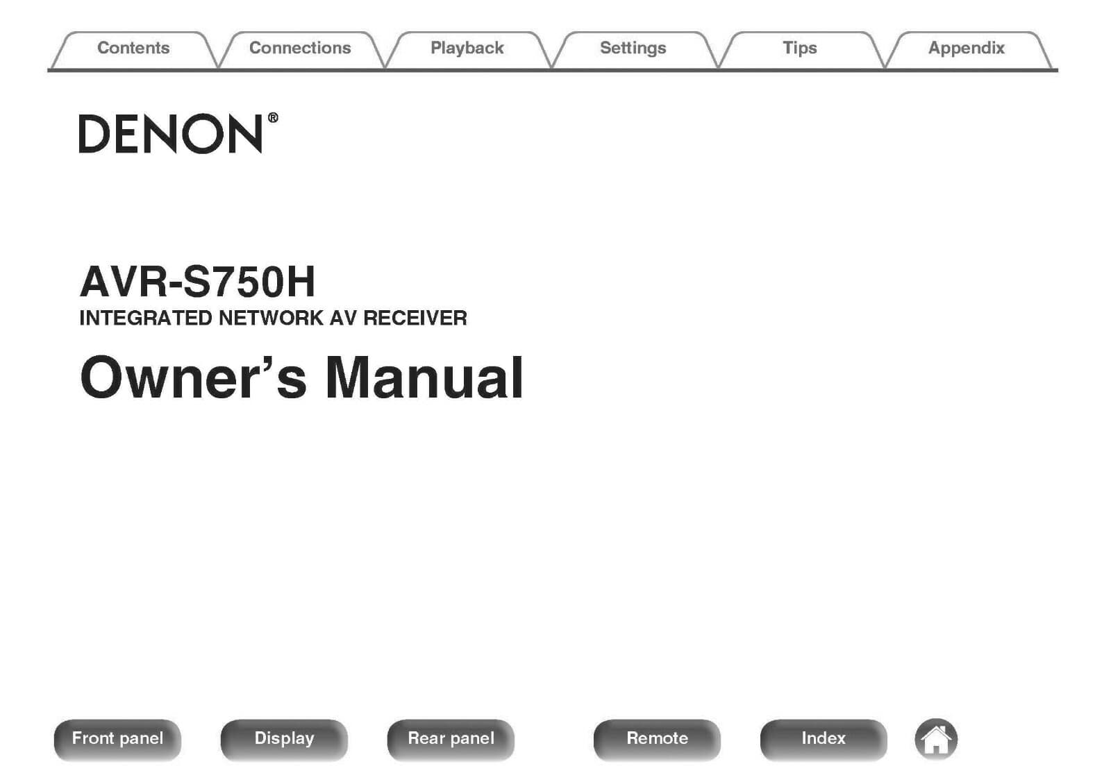 Denon AVR-S750H Receiver Owners Instruction Manual