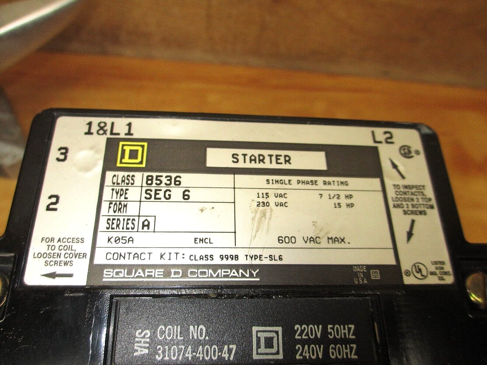 Square D 8536 SEG6 *NEW LIGHTLY USED* Motor Starter SIZE 3 2