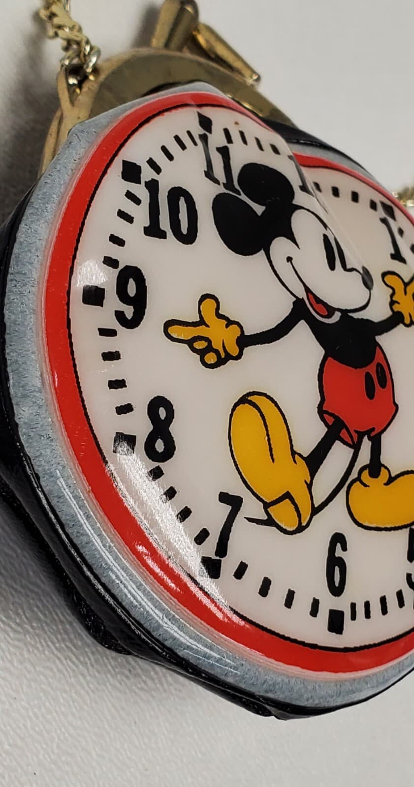 Vintage early 1970s Walt Disney Mickey Mouse Clock Change Purse Necklace RARE 3