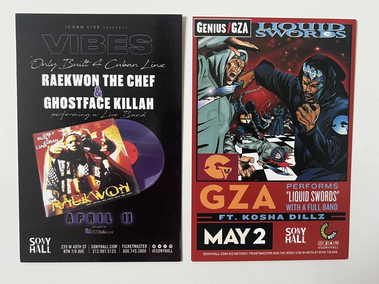 RAEKWON, GHOSTFACE & GZA FLYERS PURPLE TAPE, LIQUID SWORDS, RARE WU-TANG CLAN