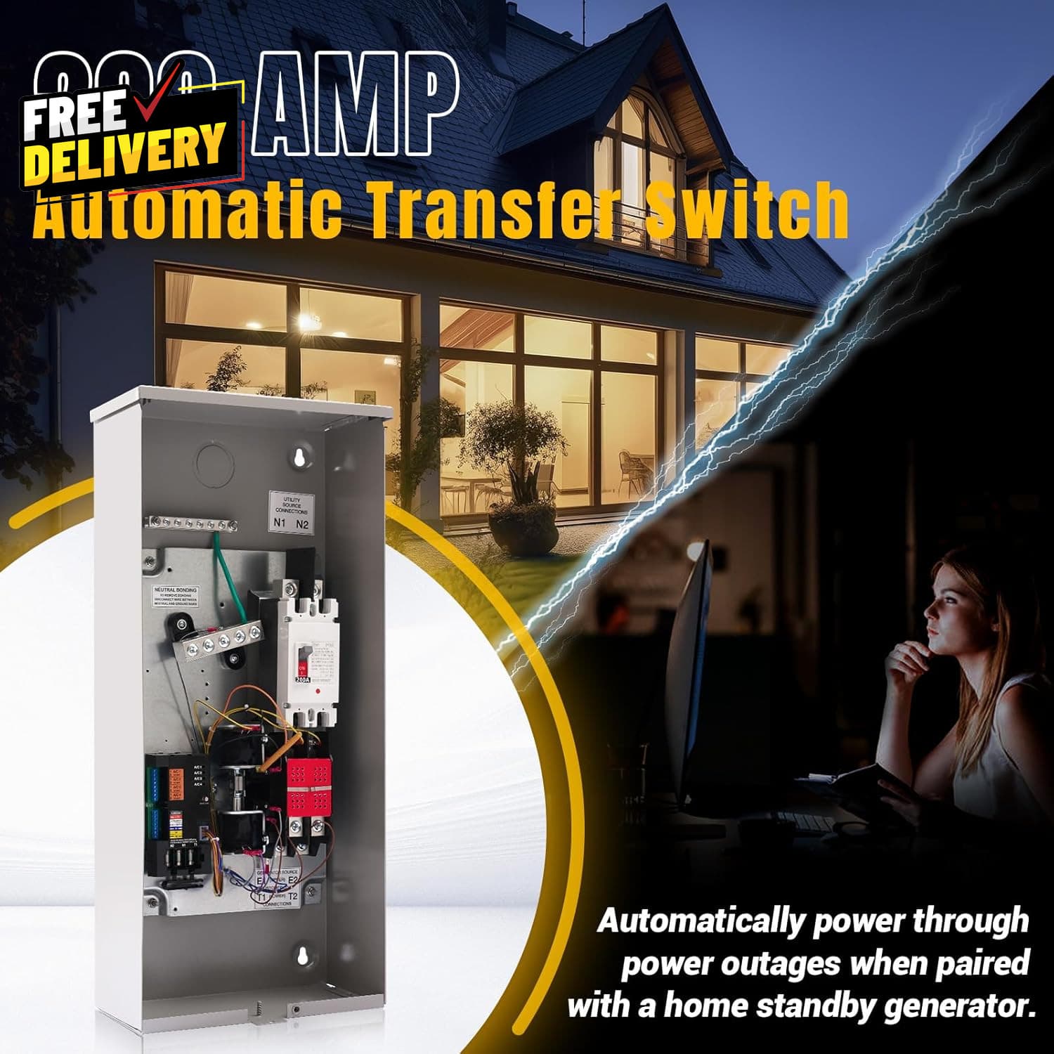 200 Amp Automatic Transfer Switch W/Power Management Replacement for Generac.... 3