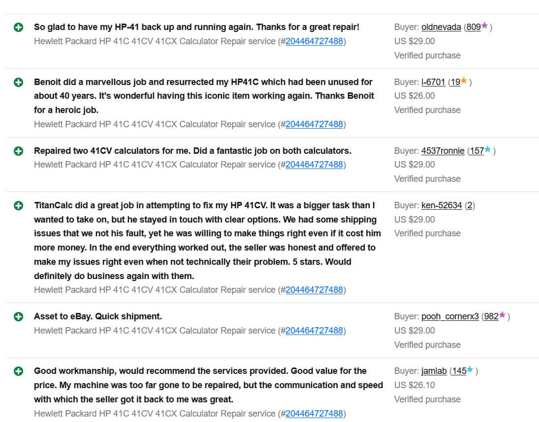 Hewlett Packard HP 41C 41CV 41CX Calculator Repair service 5