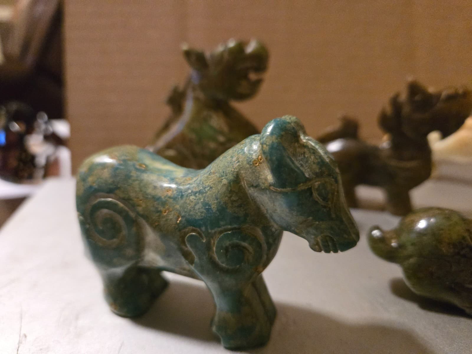 Carved Stone Mineral Asian Designs Carvings Approx 2' to 6" Lot 6 Mixed Assorted 3