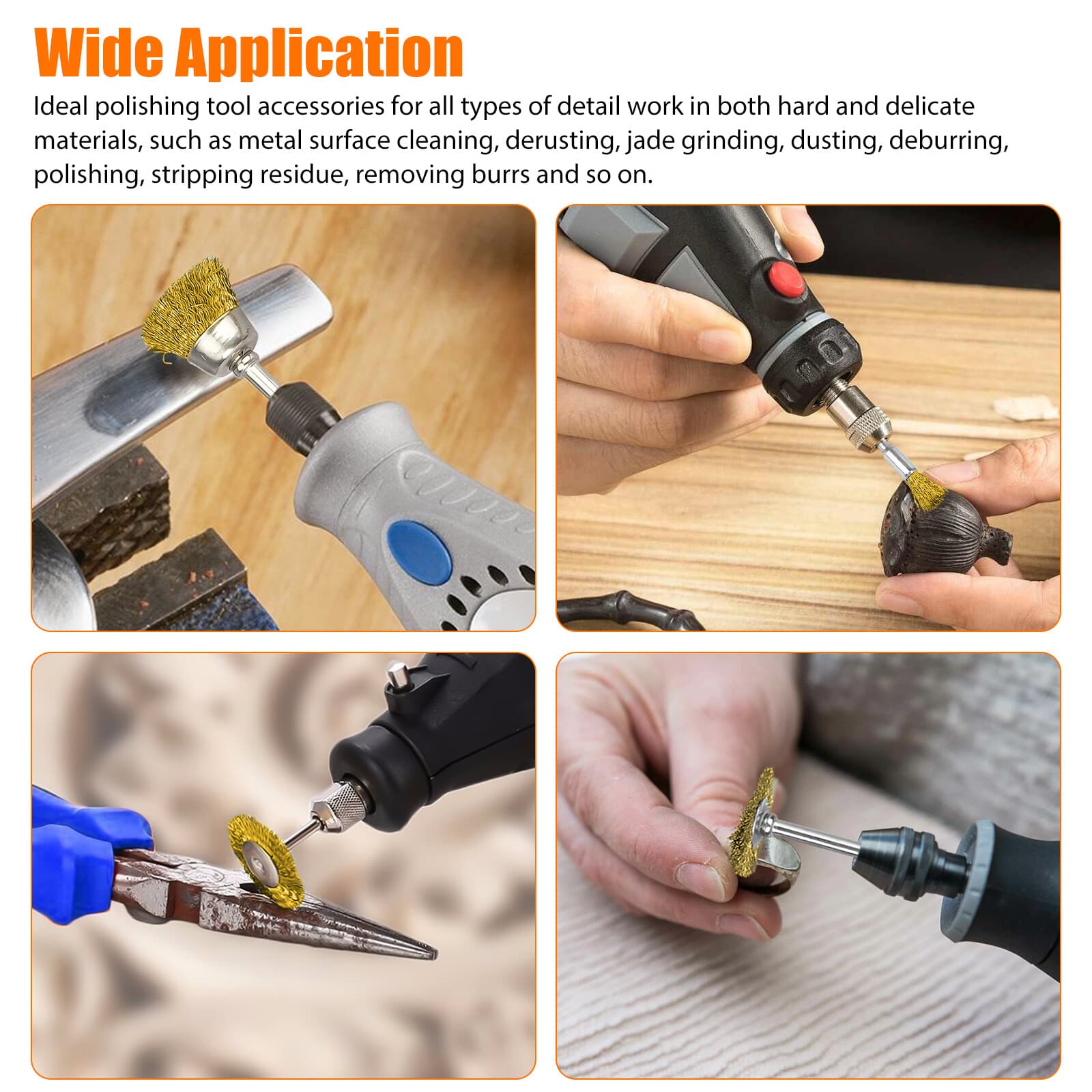 45x 1/8" Steel Wire Cup Wheel Bowl Pen Polishing Mix Brush Set for Rotary Tool 4