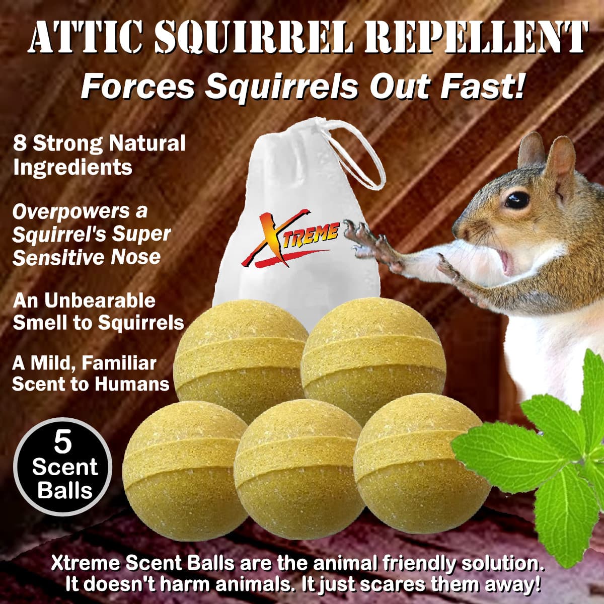 Xtreme Attic Squirrel Repellent. Drives Squirrels Out Fast! - 5 Pack