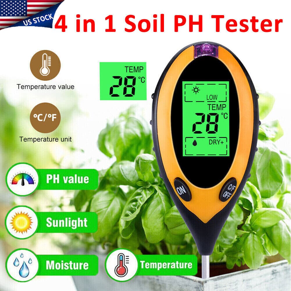 4 in 1 Soil PH Tester Digital Moisture Meter Test for Garden Farm Plant Lawns