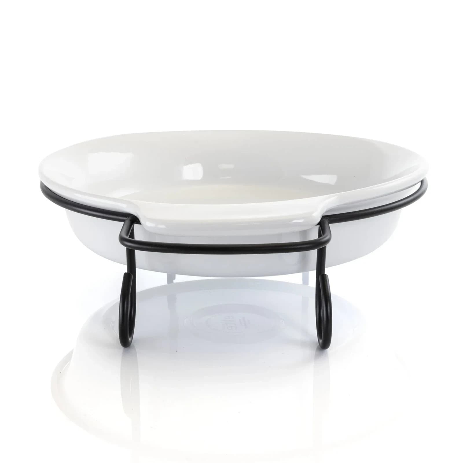 Gibson Elite Bakeware 2pc White Stoneware Baking Dish w/ Metal Rack Holder 4