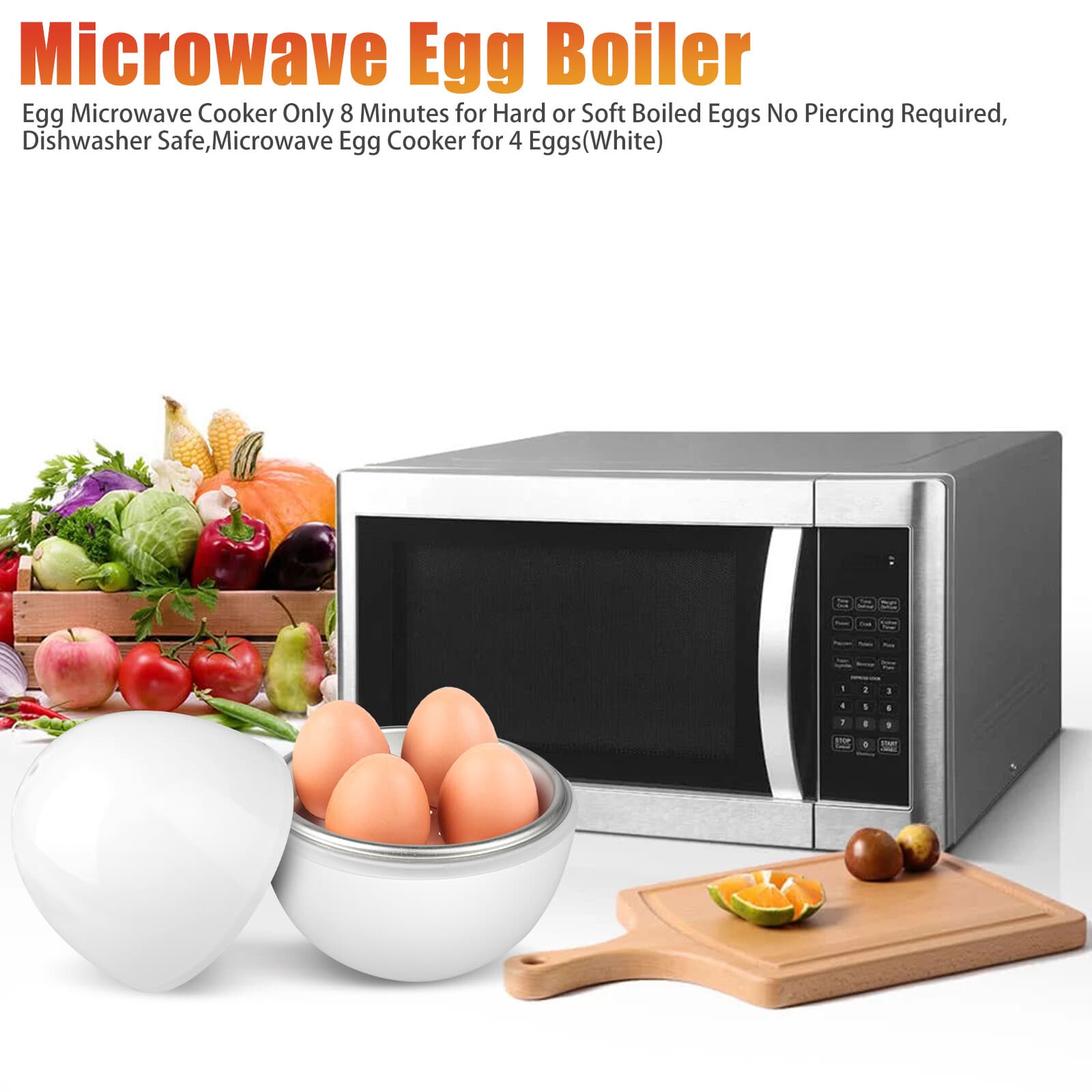 Egg Pod Microwave Oven Cooker Boiler 4 Eggs Steamer Hard Boiled Detached Shell 2