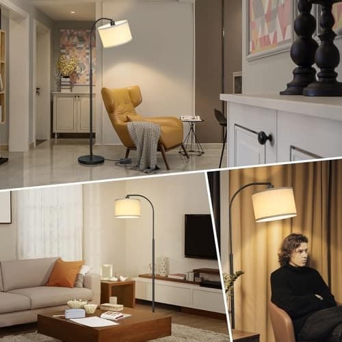  Modern Floor Lamp for Living Room, Arc Floor Lamp with Adjustable Black 6