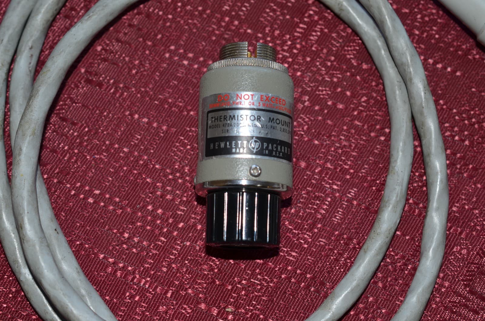 Hewlett Packard thermistor mount Model 478A 200 ohms with cable tested 3