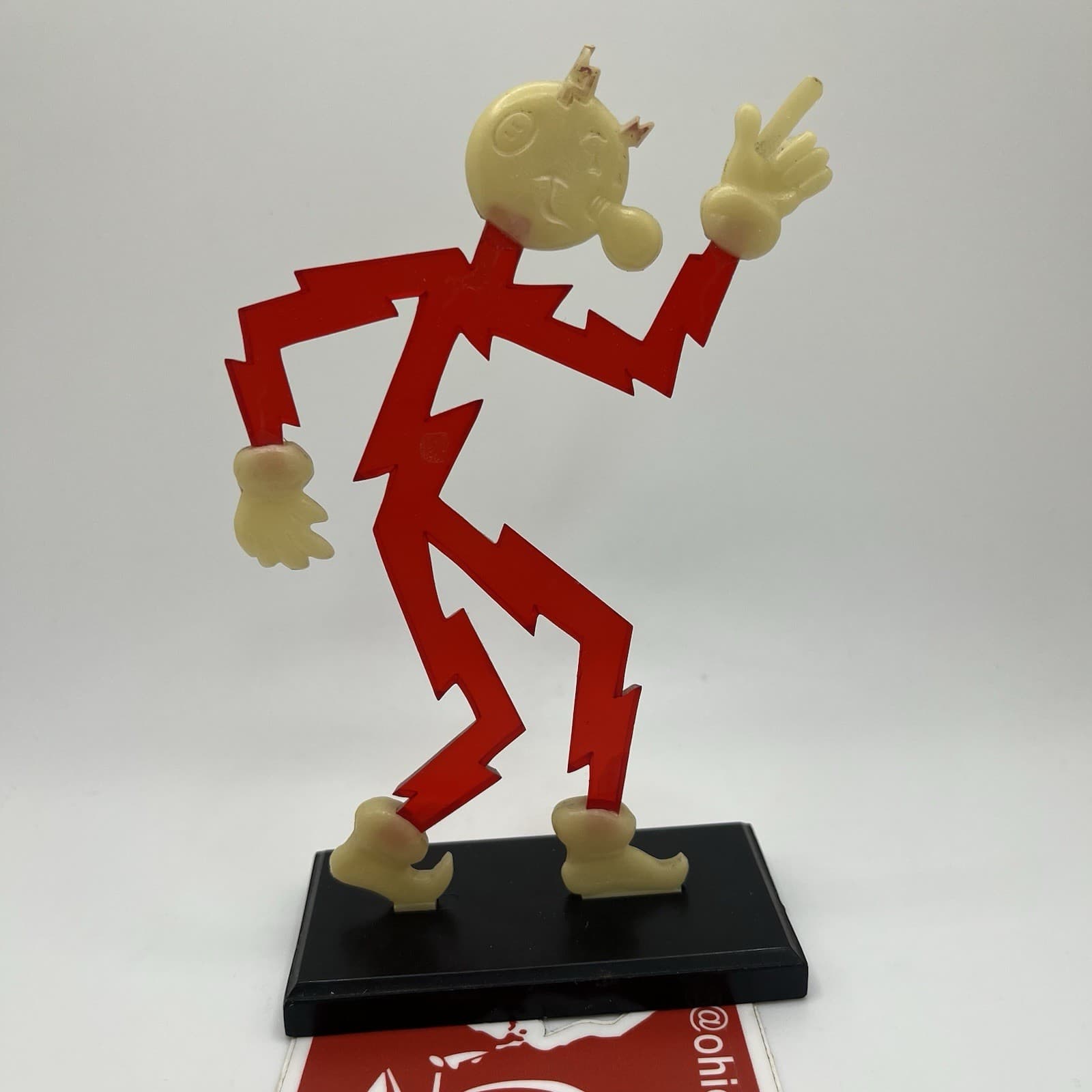Vintage Reddy Kilowatt Translucent Plastic Figure + Stand 40s 50s Rare Display 3