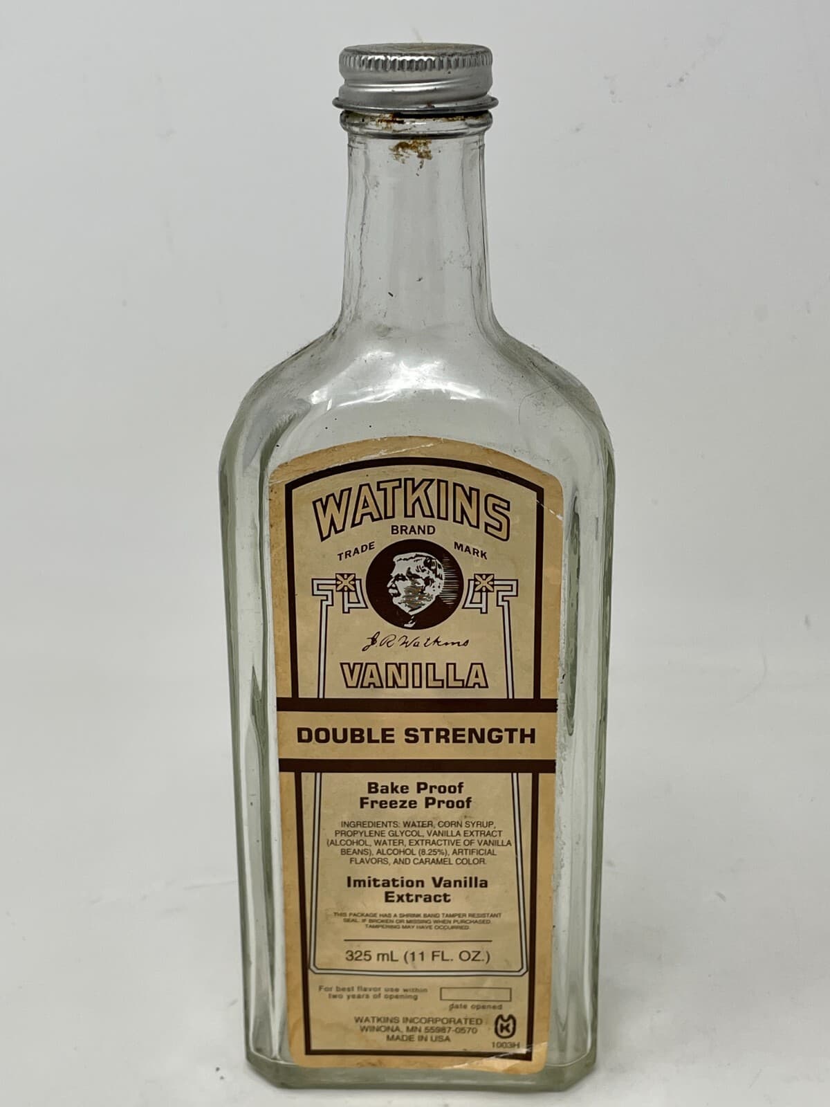 Watkins Vanilla Clear Glass Bottle | Double Strength | Label | Vintage