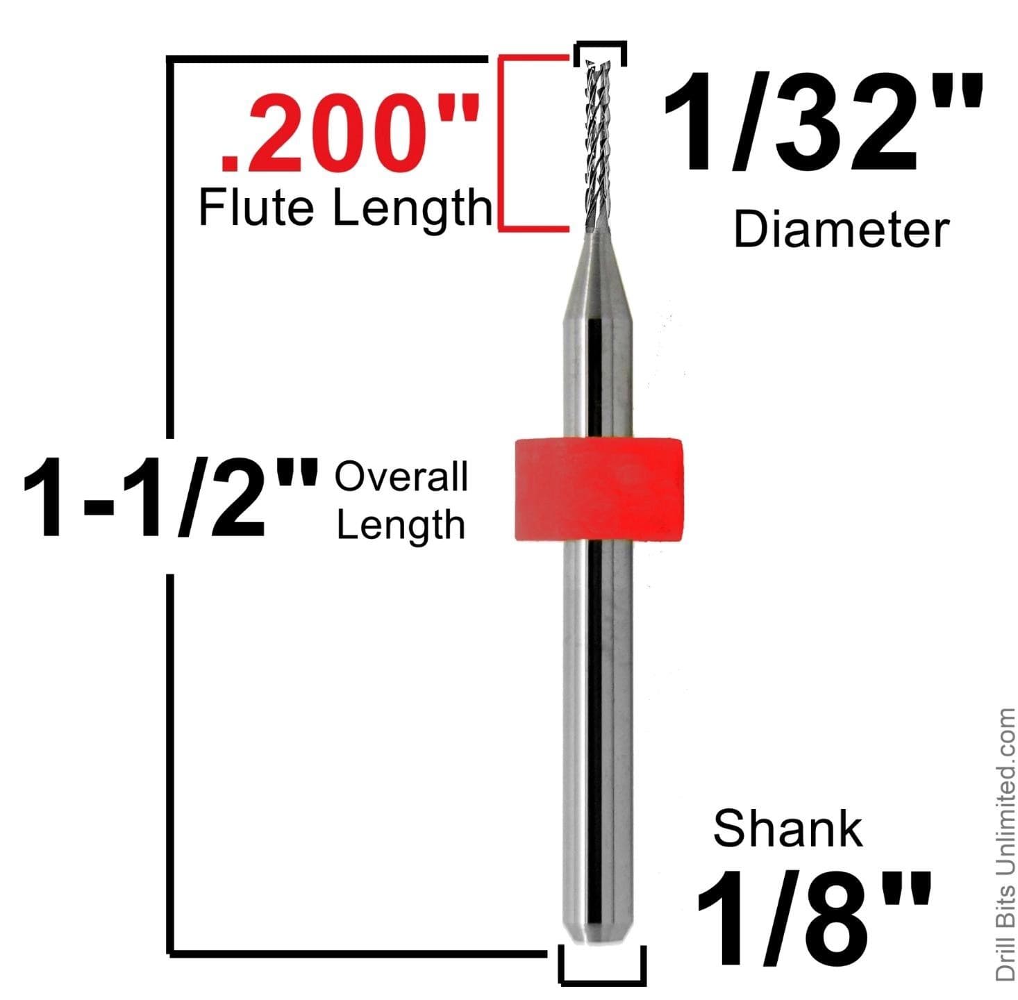 CNC Router Bit 1/32" Kyocera Diamond Pattern Fish Tail for PCB G10 FR4 UpCut 2