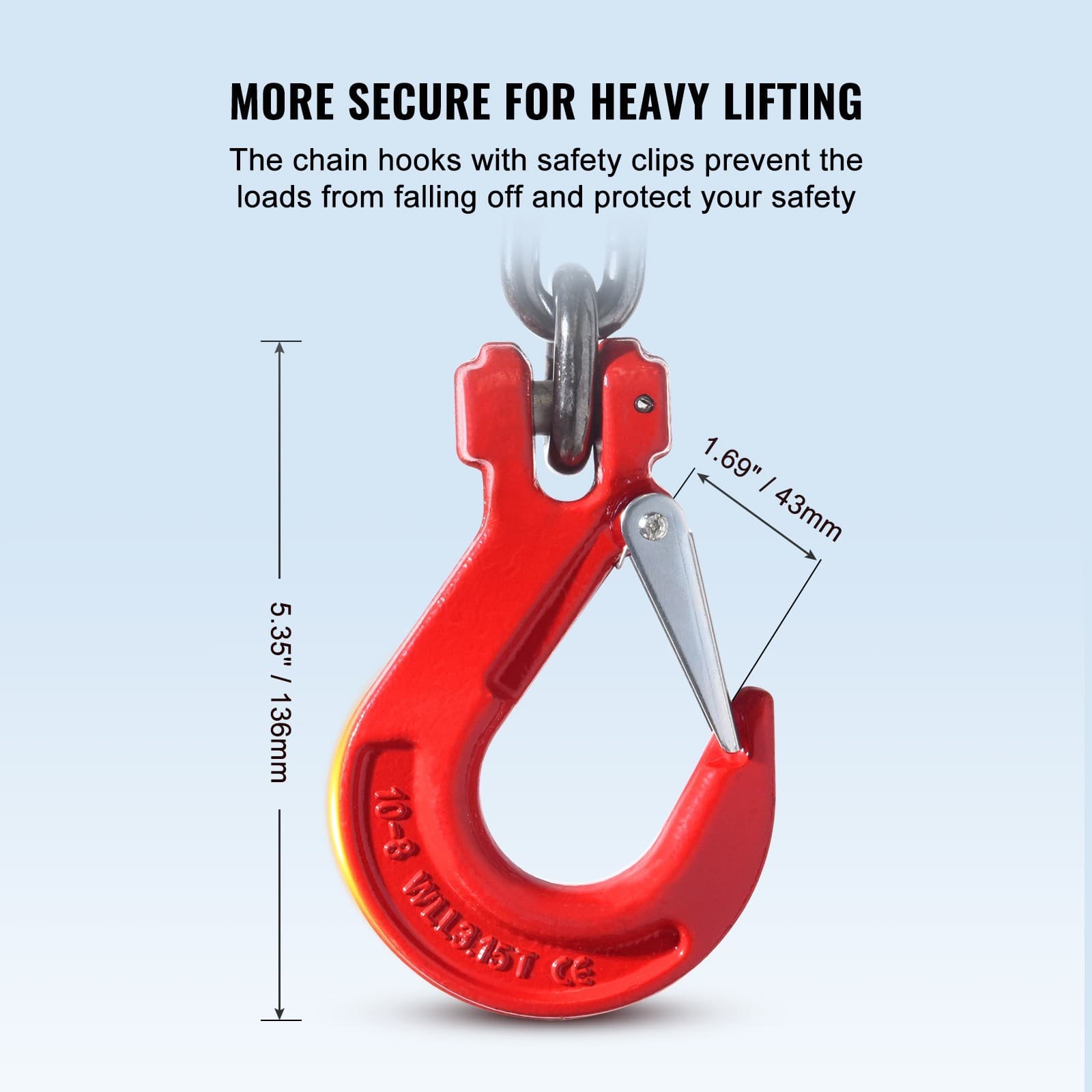3/8" x 10' Chain Sling 4 Legs G80 Lifting Chain with Grab Hooks 18400 lbs 5