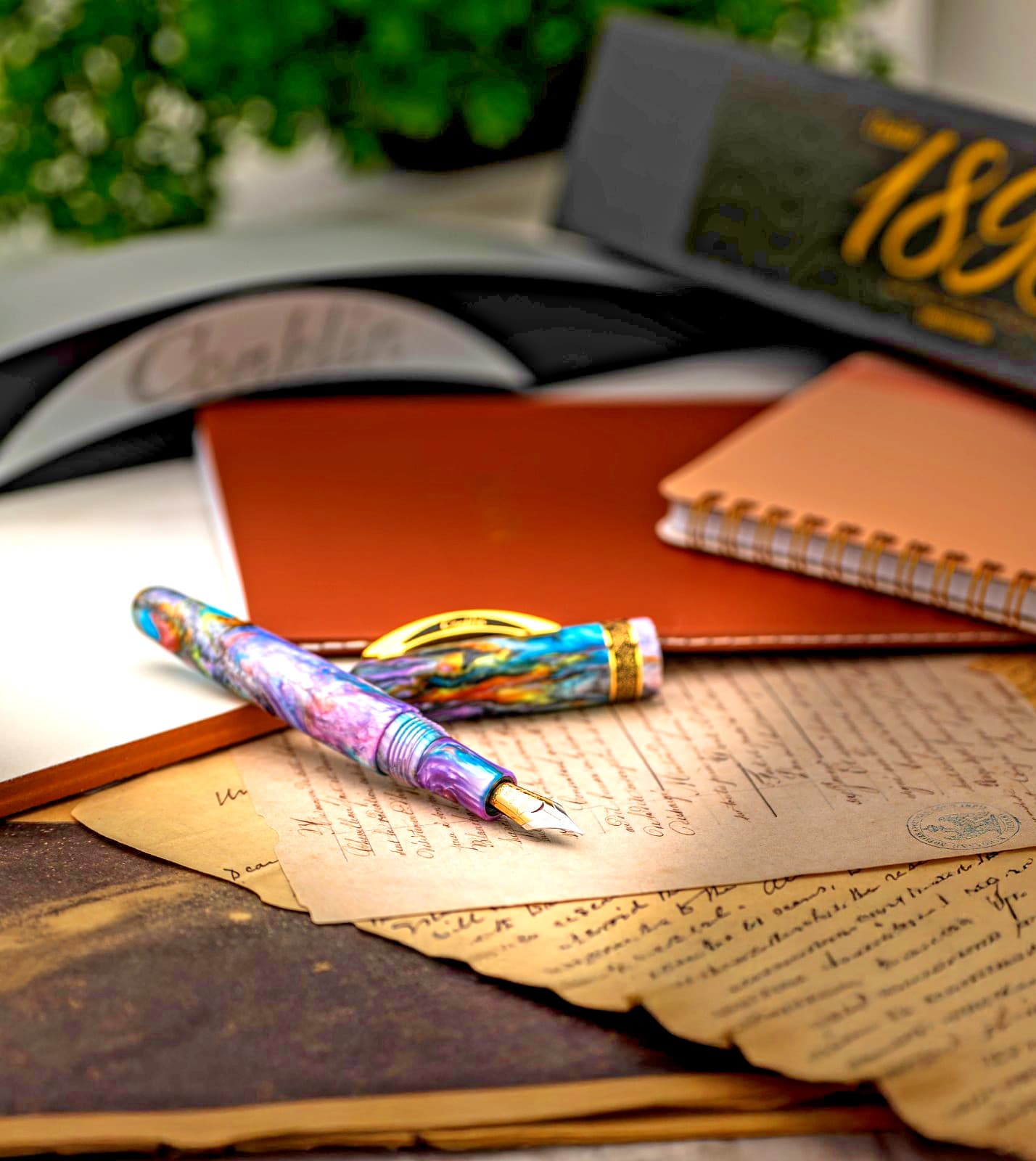 CONKLIN 1898 GOLD TRIM FOUNTAIN PEN PRIMARY MANIPULATION 4.5 14K FINE NIB #63/98 3