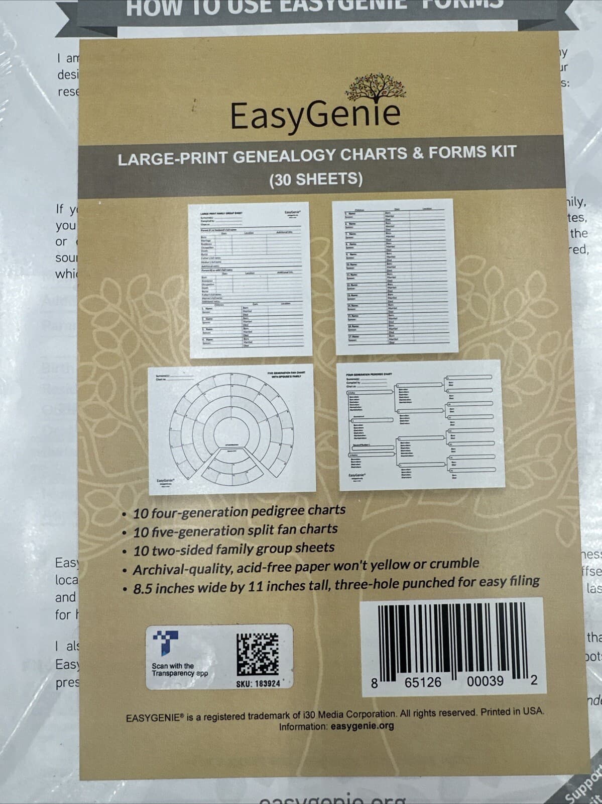 LARGE PRINT Genealogy Charts And Forms Kit Sheets for Ancestry (30 Sheets) 2