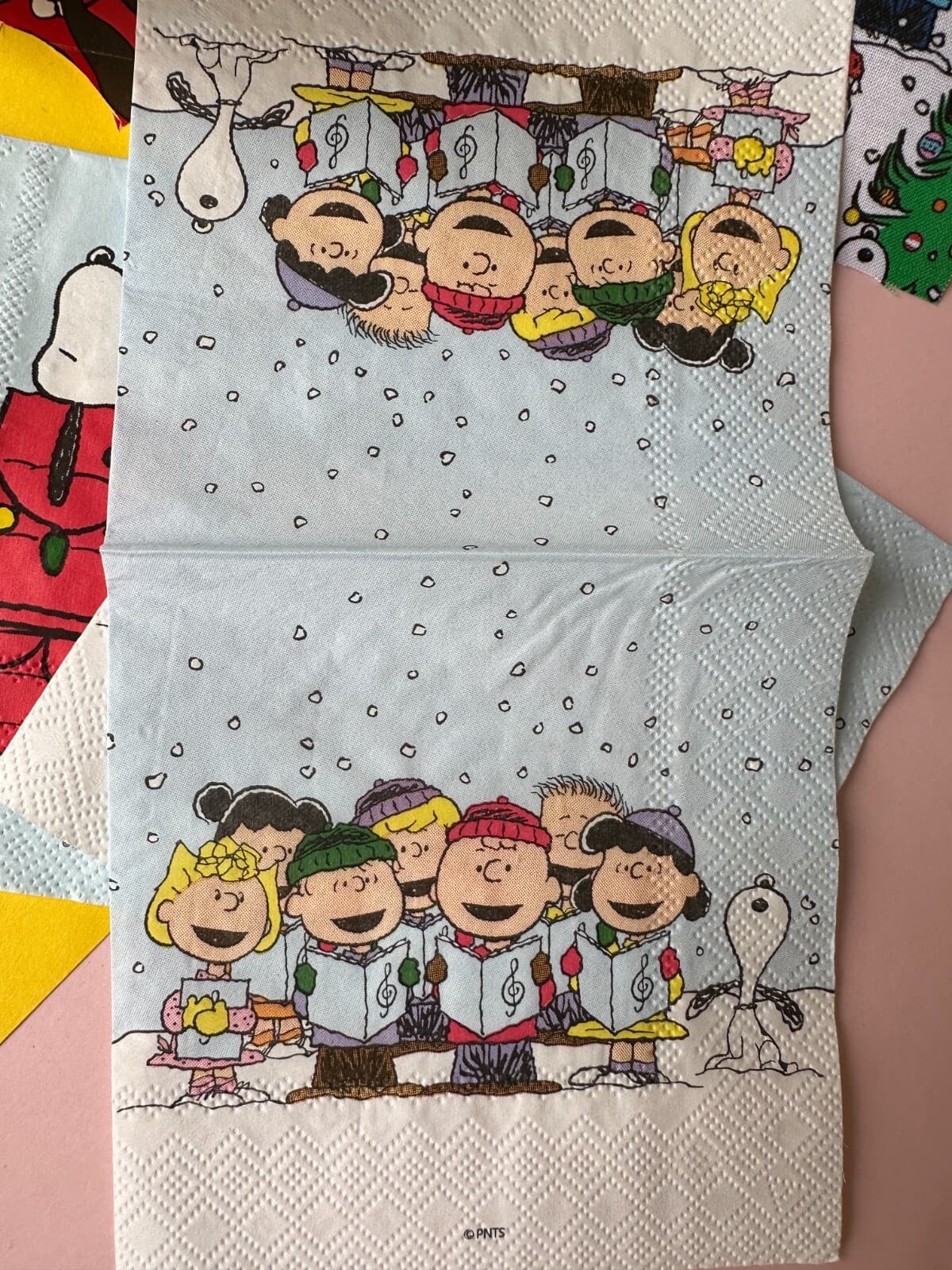 2 Individual Paper Decoupage Beverage Size Napkins Christmas Carol Peanuts DIY 6
