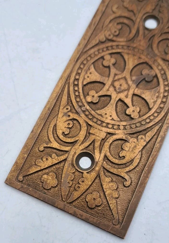 Antique/Vintage Door Push Plate Eastlake Brass Bronze Old Push Plate Hardware  5