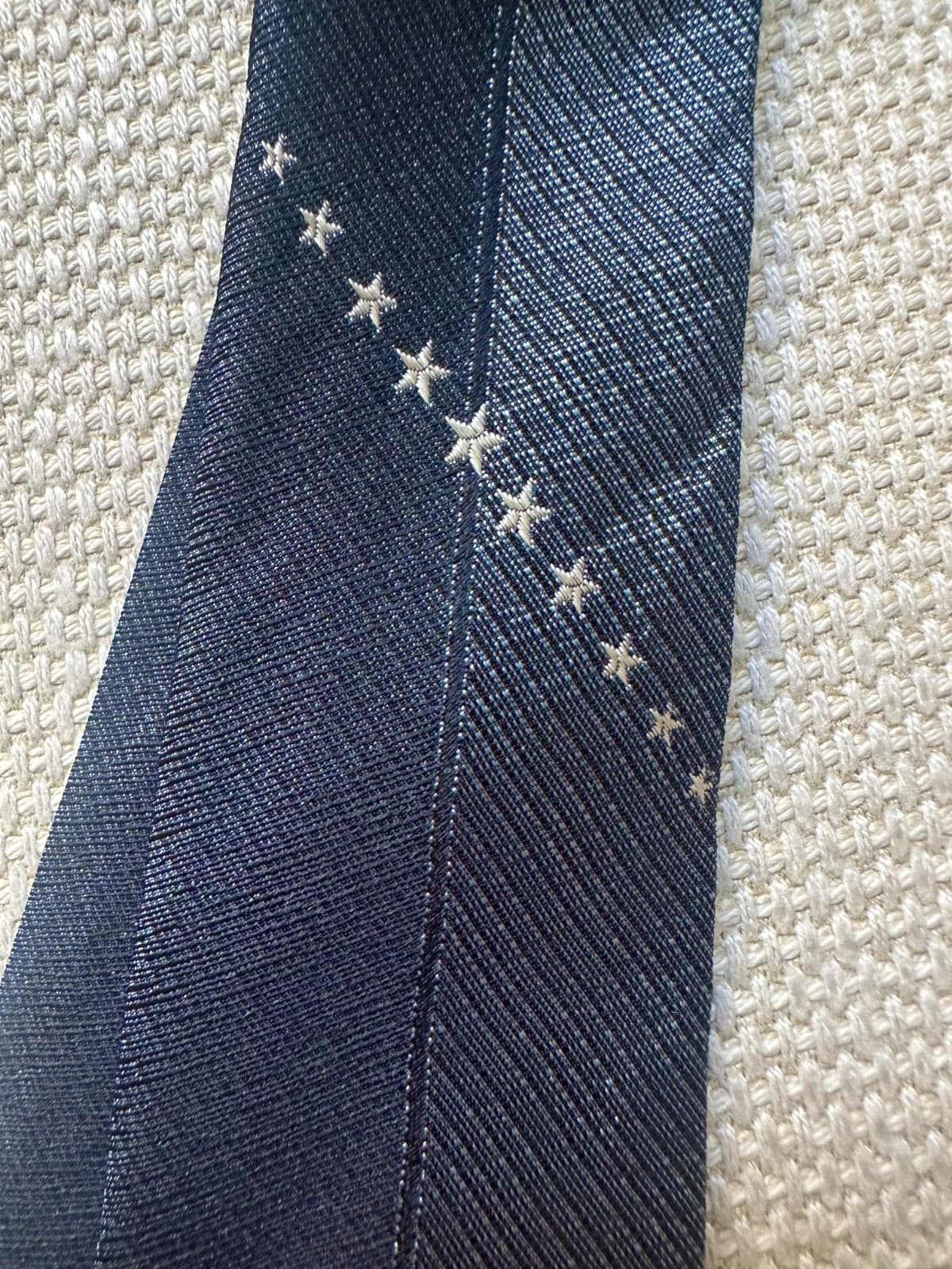 Vtg 1950s Damon California navy/grey silk stars midcentury skinny necktie 2
