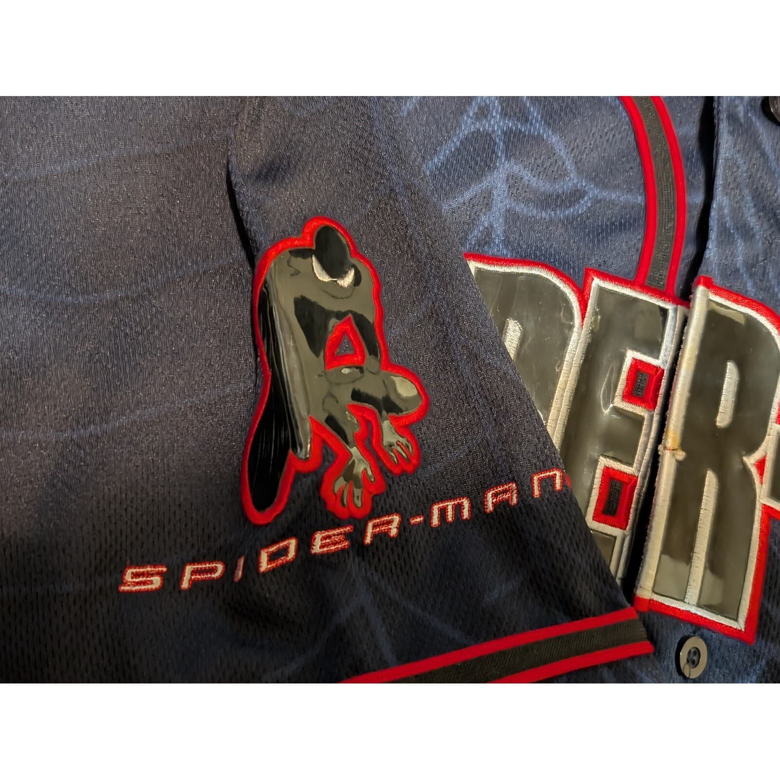 2002 MARVEL Spiderman Adult 2XL Button Down Jersey Short Sleeve Shirt (READ) 3