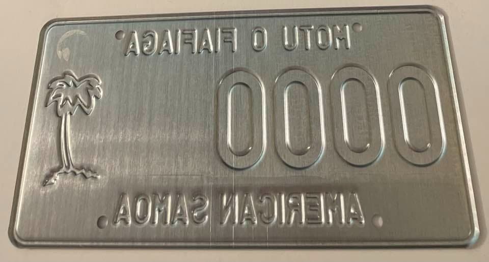 American Samoa Specialty Sample License Plate 0000 Motu O Fiafiaga Palm Tree 2