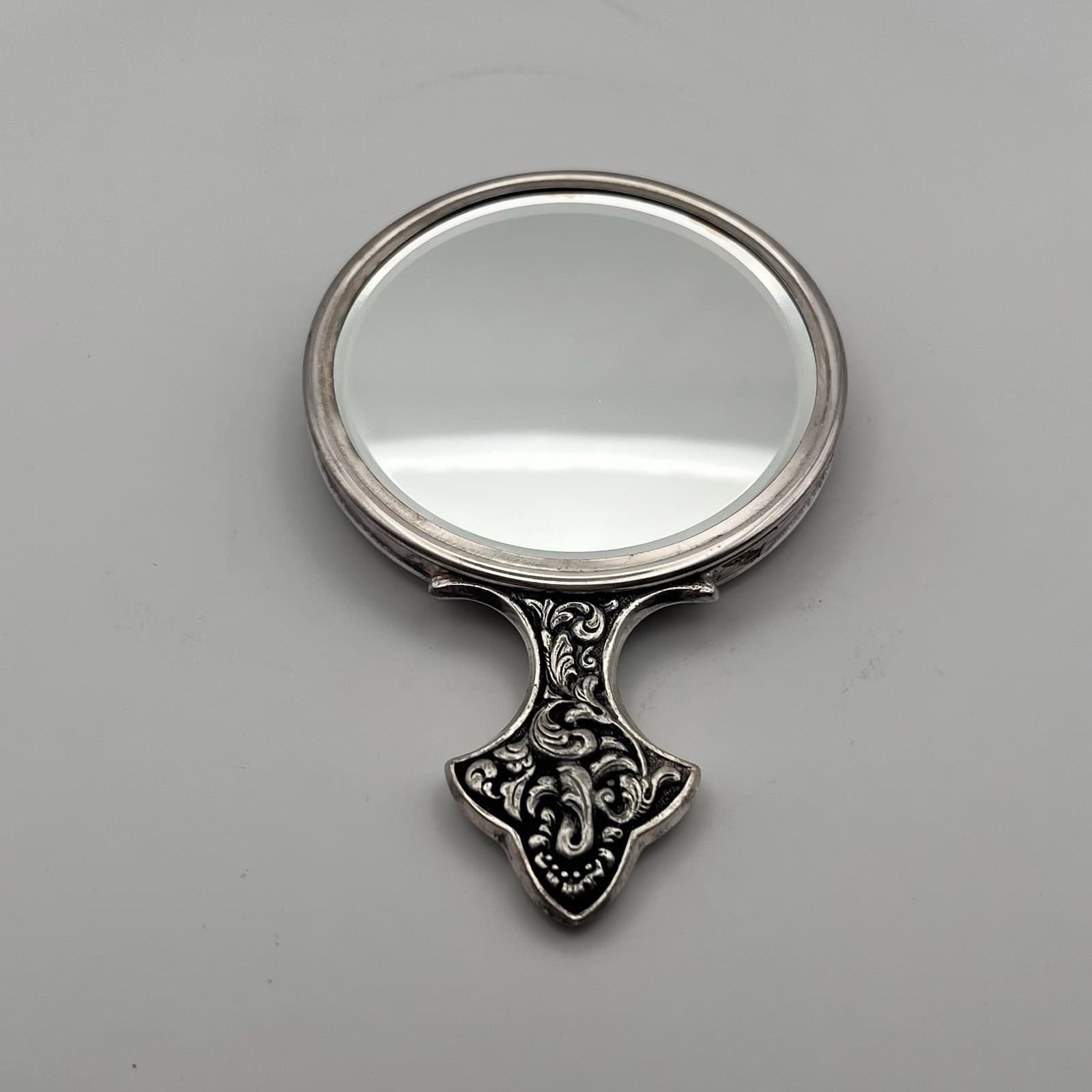 Antique Dutch Silver Hand Mirror With Repoussé Dancing Musicians Scene 3