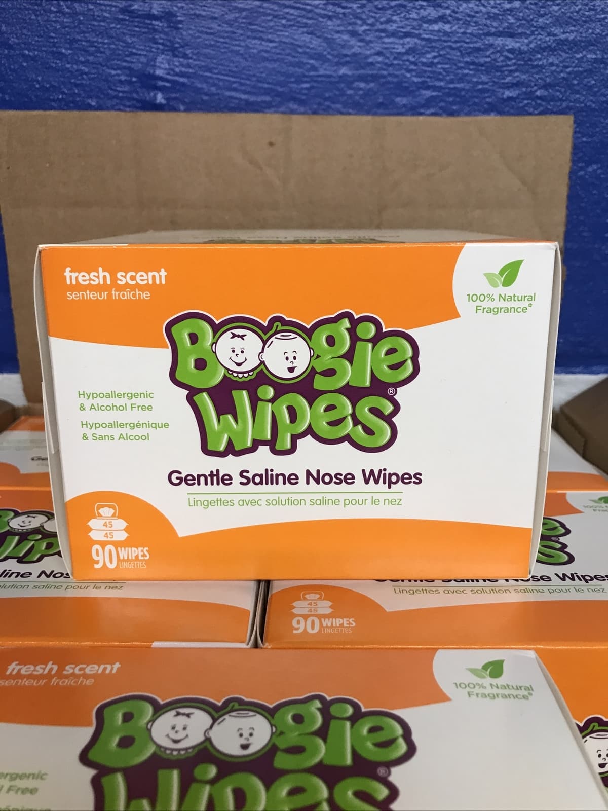 Boogie Wipes Saline Nose Wipes Fresh Scent 90 Count Box Lot Of 6 New Sealed 6