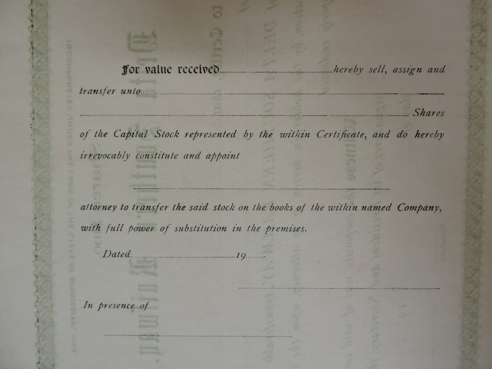 1900s DELTA SOUTHERN RAILWAY UNISSUED STOCK CERTIFICATE-STATE OF MISSISSIPPI 4