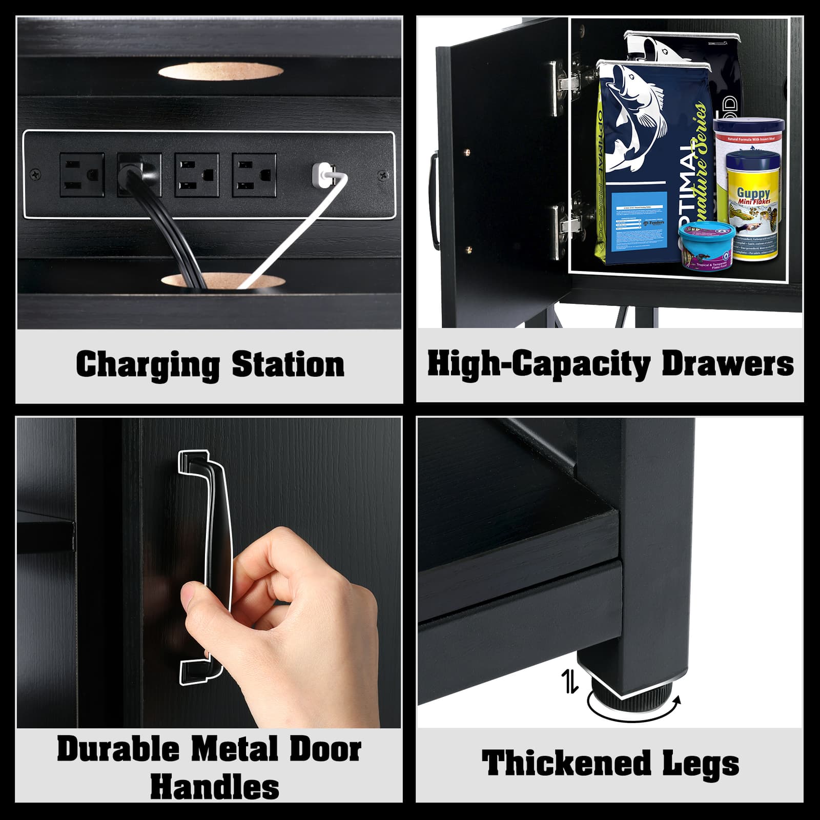 TC-HOMENY 29 Gallon Aquarium Stand Cabinet with Charging Station Fish Tank Stand 5