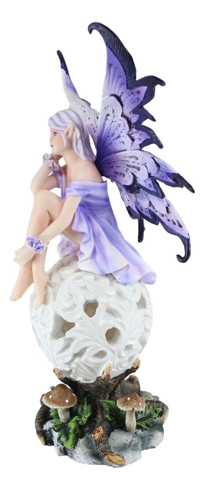 Ebros Goddess Amethyst Fairy Sitting On Filigree Orb Figurine LED Night Light 2