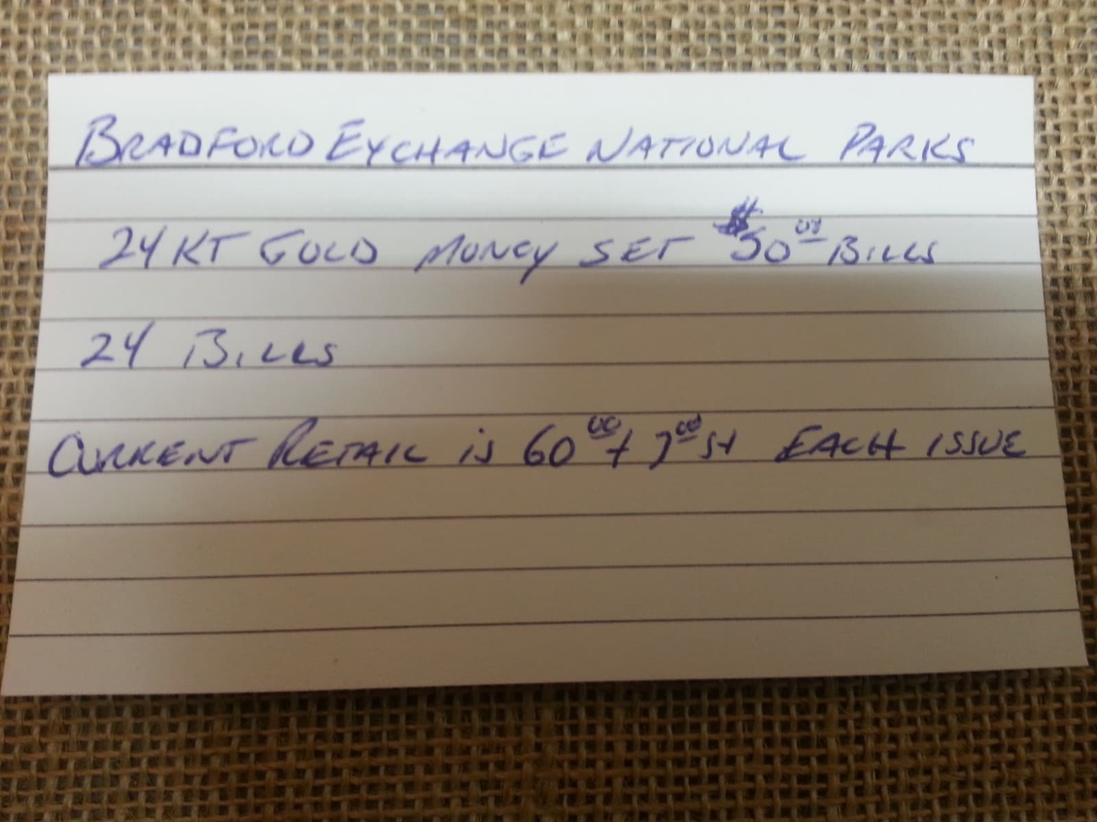 Bradford Exchange 24KT Greatest National Parks 50.00 Dollar Bills Collection 2