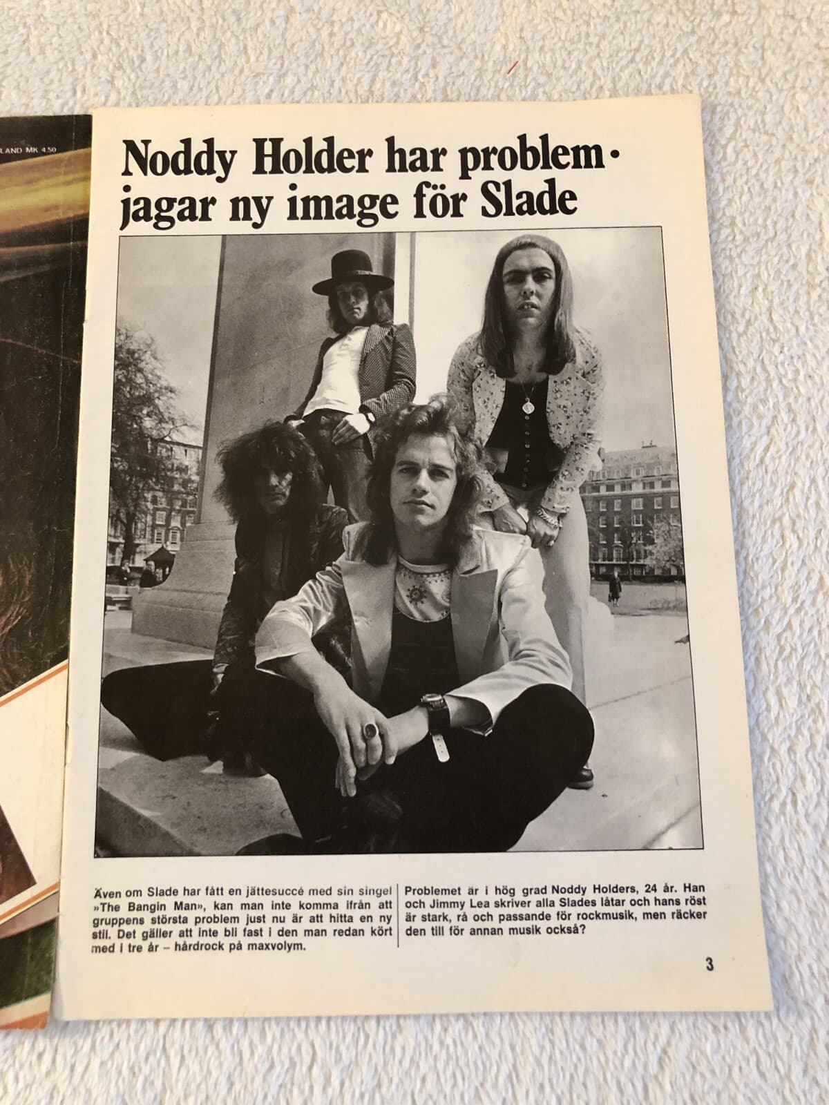 SLADE 1974 Clipping Swedish Poster Magazine GO 1970s Rare Vintage 4