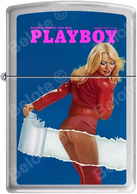 Zippo Playboy March 1975 Cover Satin Chrome Windproof Lighter NEW RARE