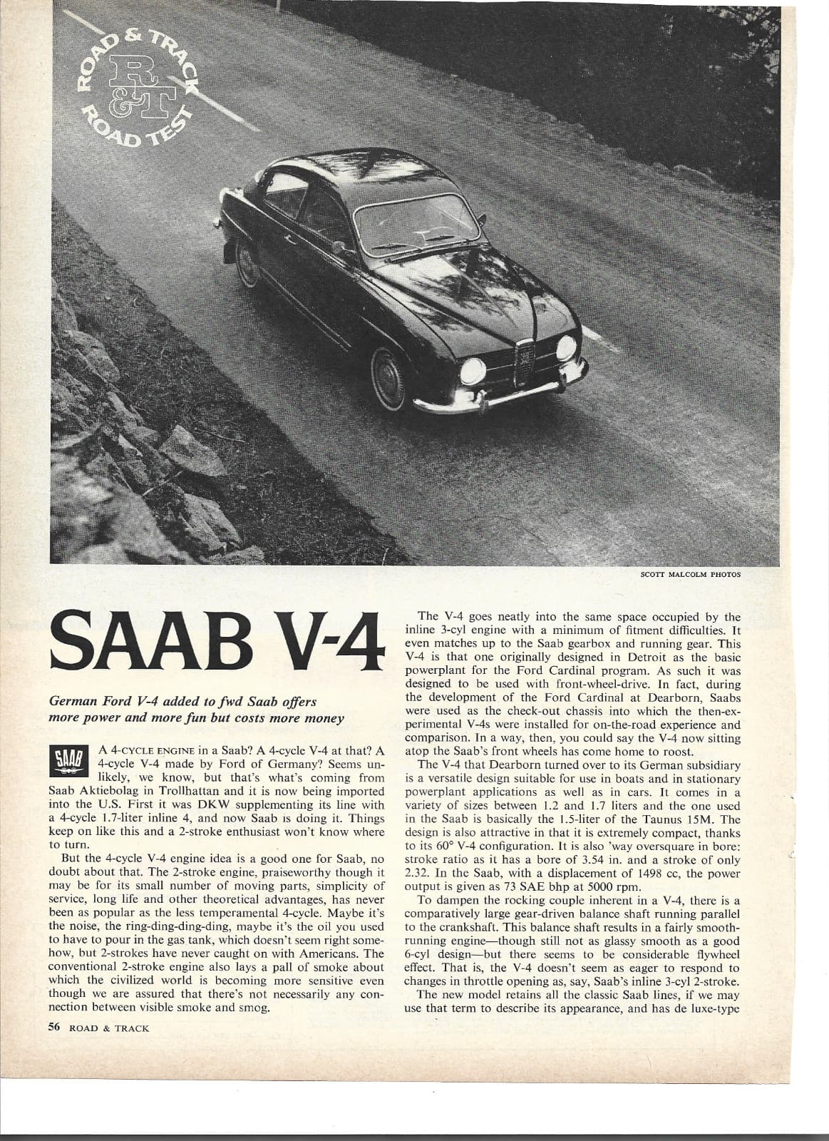 Original 1967 Saab vintage print ad: "The one in the middle isn''t afraid of... 2