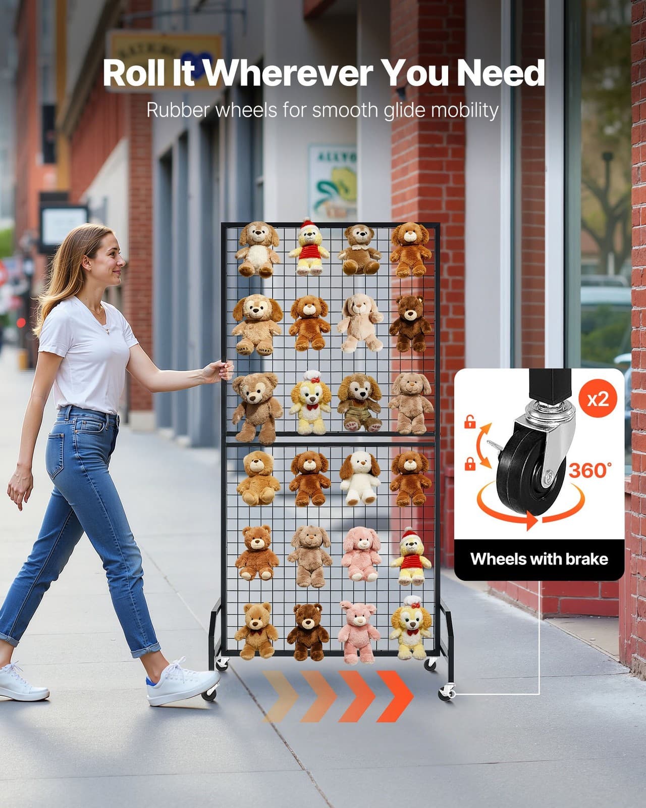 VEVOR 2 Packs Grid Wall Panels,2.9 x 5.9 ft Wire Grid Panels Display Rack,Movabl 3