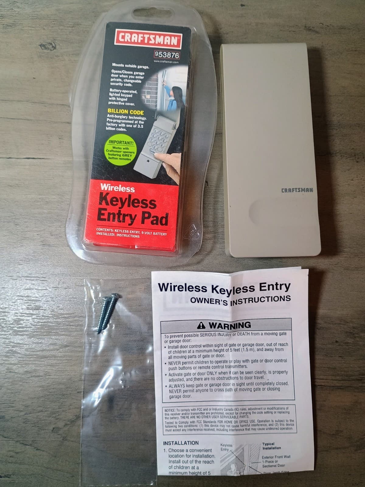 Craftsman Wireless Keyless Entry Keypad Garage Door Opener Gray #953876-FRE SHIP