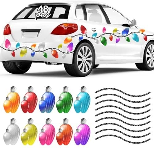 48 Pcs Christmas Car Reflective Bulbs Magnets 48 Pcs Car Reflective Magnets 2