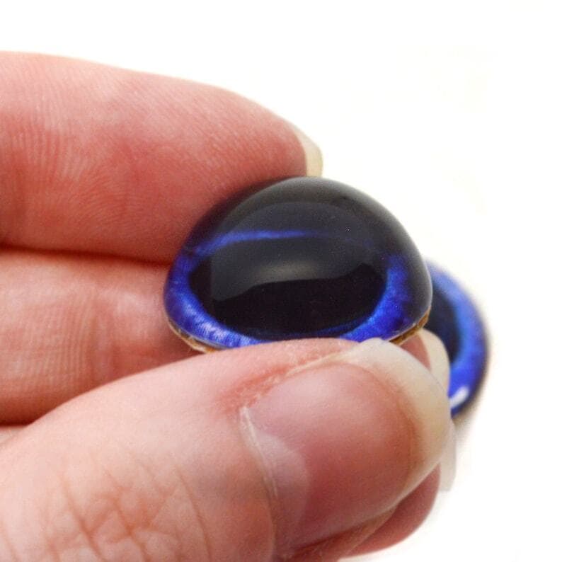 Pair High Dome Blue Toucan Bird Half Sphere Glass Eyes Taxidermy Jewelry 3