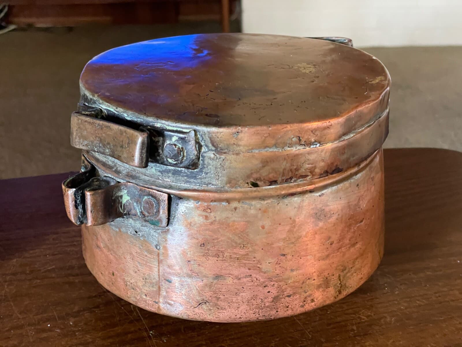 Antique Copper Pots W/lids, Primitive, 19th Century, Tinned Copper Pots (Pair) 3