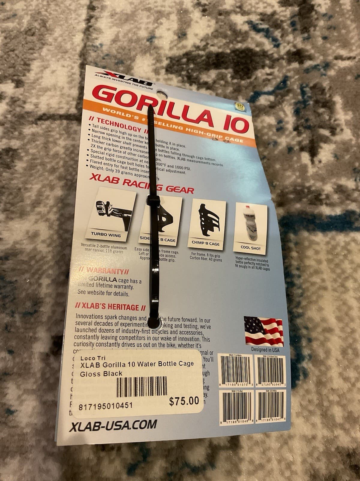 XLAB Gorilla IO HG Water Bottle Cage Gloss Black Carbon 4