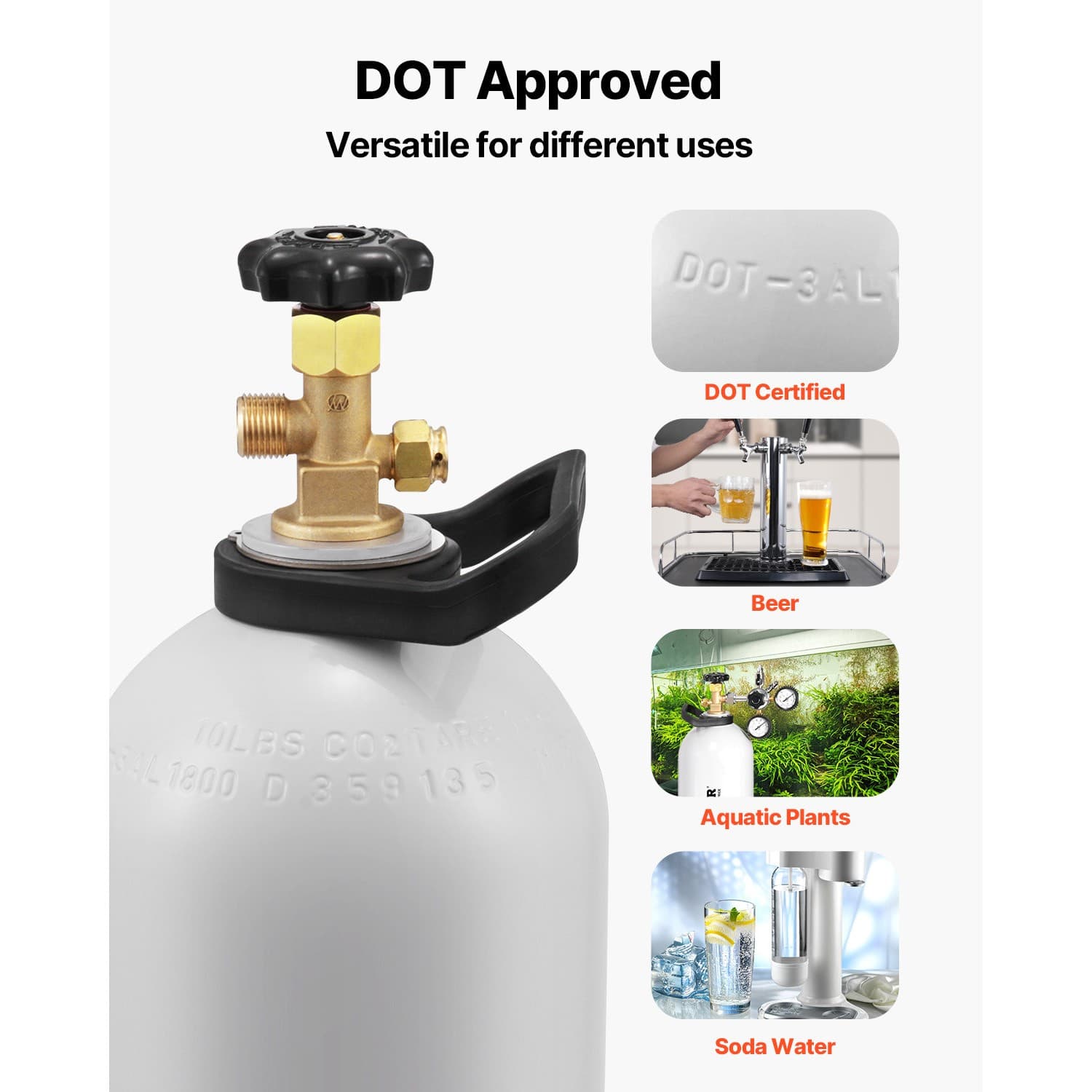 CO2 Tank 10 lbs New Aluminum Alloy Gas Cylinder with CGA320 Valve DOT Approved 6
