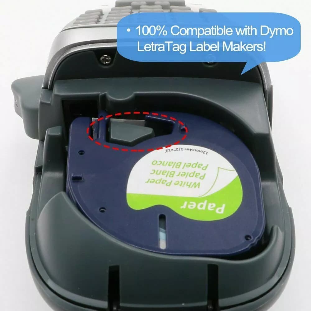 Dymo LetraTag Refill 91330 White Paper Label Tape 12mm 1/2" Compatible LT-100H 4