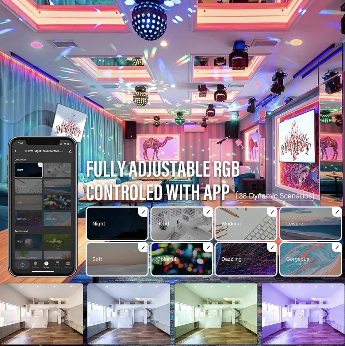 3" LED Recessed Canless Smart Wafer Downlight, WiFi APP & Voice Control 4