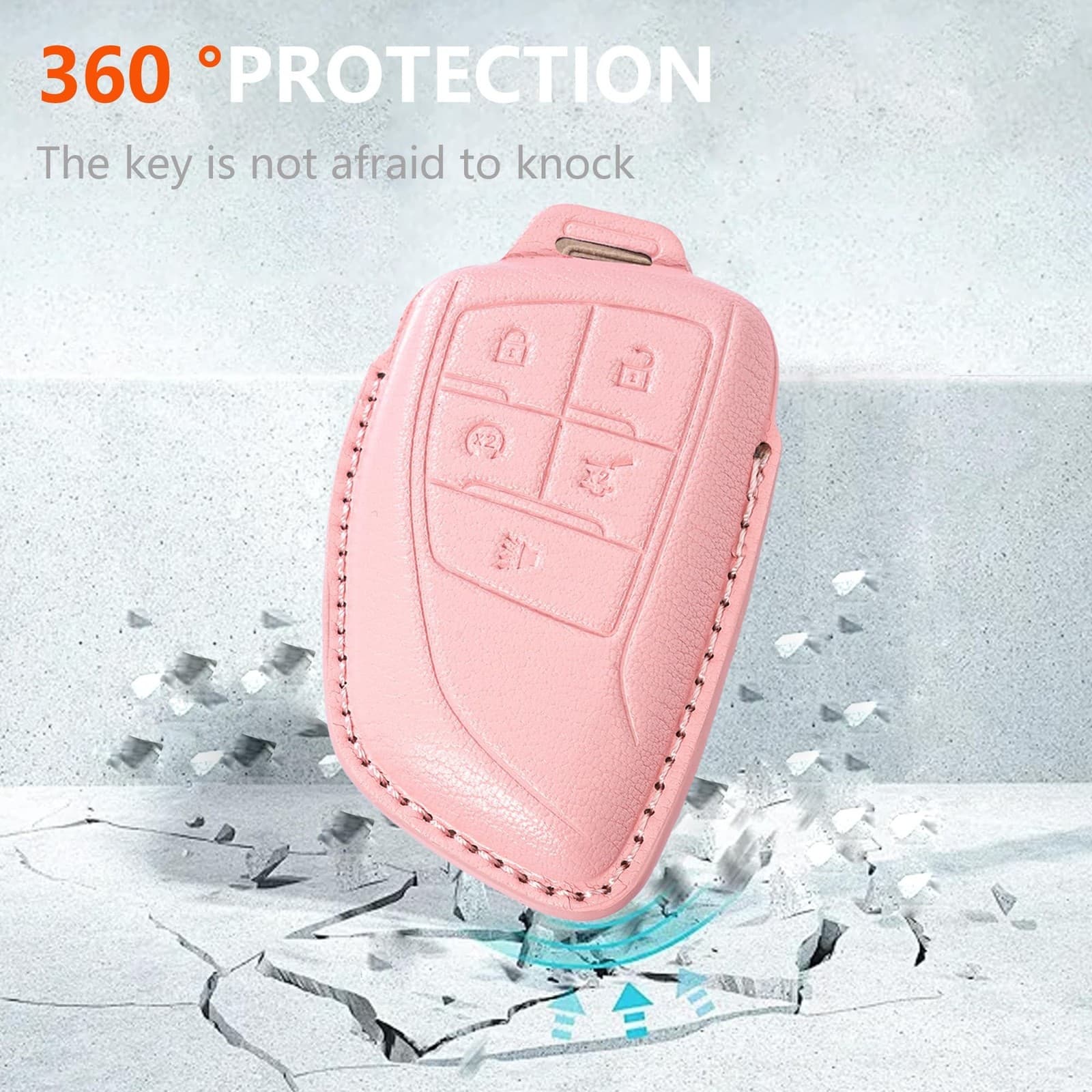 Leather Key Fob Cover with Keychain for Chevy Silverado 1500 GMC Sierra 1500 ... 6