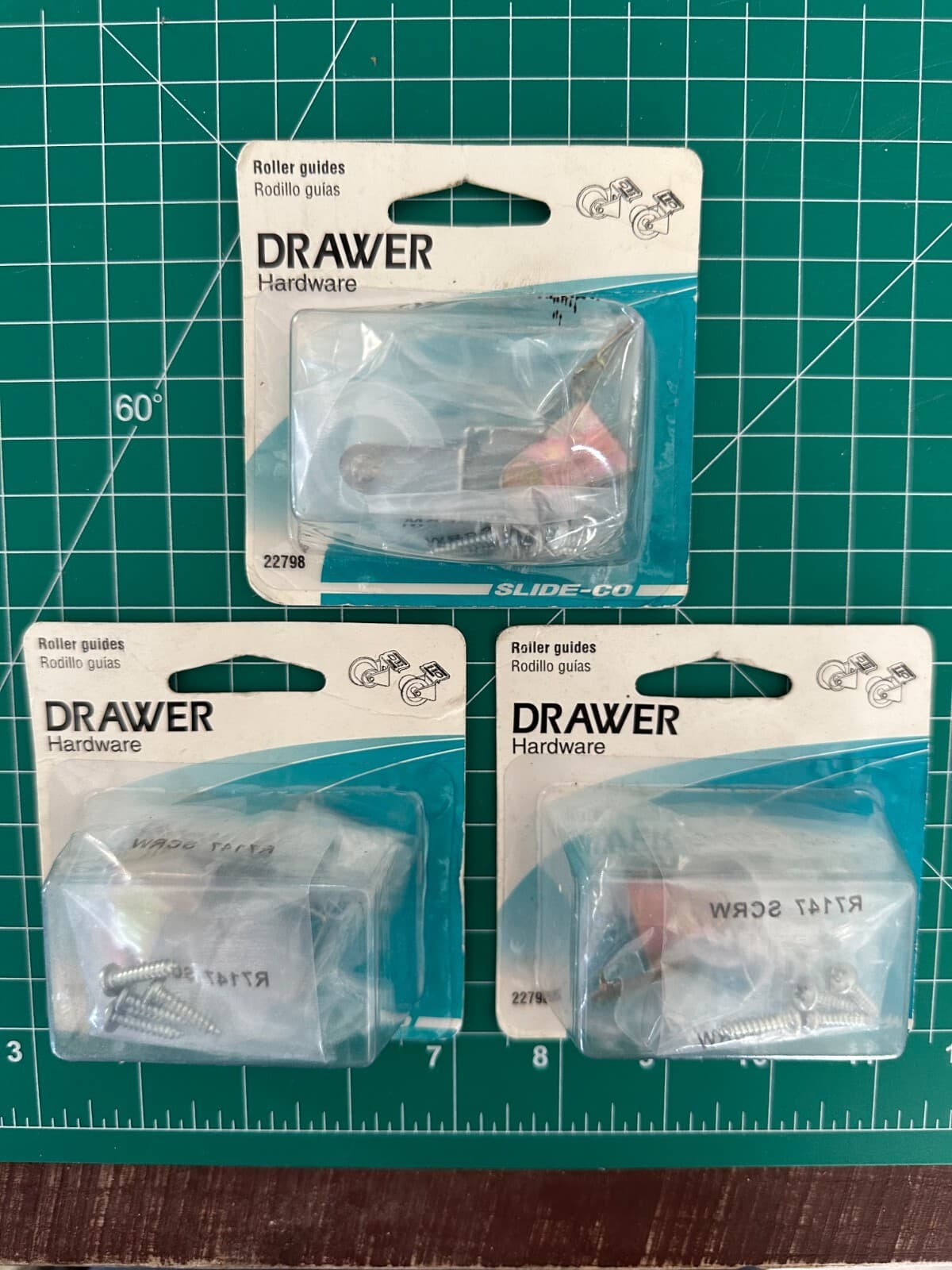 3-pack Slide-Co Drawer Hardware Guide Rollers 1 left hand / 1 right hand #22798